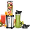 Qxmcov Frullatore, 500W Frullatore Elettrico, Mini Frullatore Portatile Frullatore Smoothie con 2 Bottiglie Portatili 600ml, Frullatore Tritatutto Multifunzione per Gelato, Frutta, Verdura
