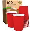 Baciato Caffè 100 Bicchieri in Carta 200ml Ecologici Biodegradabili Monouso Made in Italy Asporto Bevande Calde Acqua Colorati ROSSO - Prodotto e Confezionato in Italia