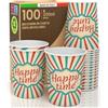 Baciato Caffè 100 Bicchieri in Carta 200ml Made in Italy Ecologici Biodegradabili Monouso da Asporto Bevande Calde Acqua Colorati Fantasia HAPPY TIME - Prodotto e Confezionato in Italia