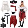 OPAEHJF 9 pezzi costume da pirata da donna Halloween pagliaccetto camicia bandana corsetto cintura cintura occhi lembo rinascimentale abito corsetto adatto per pirati cosplay outfit (Bianco, XXL)