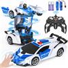 Highttoy Macchina Telecomandata Robot, Macchina Polizia Telecomandata Rotazione 360° con Rilevamento Gesti, Luce e Musica, Trasformatore Robot Giocattolo Bambino 3 4 5 6 7 8 Anni Regalo, Bianca