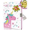 GINMLYDA Diario Segreto Bambina con Lucchetto, 80 Fogli a Righe da 17,8 x 13,5 cm Paillettes Shakable Quaderno per bambino per la Scrittura Scolastica Unicorno Regalo per Ragazze di età 6 7 8 9 10 11 12 Anni