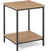 Amazon Basics Tavolino Con Ripiano Inferiore, Quadrato, Comodino Da Camera Da Letto, Tavolino Da Salotto Con Struttura In Acciaio, Facile da Montare, 40 x 40 x 51 cm, Rovere
