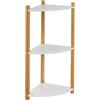 DRW Mensola angolare da pavimento con 3 ripiani in MDF legno naturale e bianco