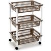 DRW Verdulero Carrello Cucina 3 cestini PVC Marrone 40x30x61.5 cm