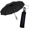 Le Monde du Parapluie - Ombrello pieghevole e compatto - Apertura e chiusura automatici - Nero con manico in alluminio nero, Nero, Classic