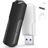 Wooolken Chiavetta USB 3.0 128GB 2 Pezzi con Cappuccio Protettivo, Pen Drive USB con Adattatore USB-C e Cordino, Pennette USB Compatibili con PC, Laptop, TV, MacBook, Chromebook