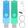 Wooolken Chiavette USB 3.0 128GB 2 Pezzi, Alta Velocità Pen Drive 3.0, 2 Pezzi Pendrive USB 128GB con Adattatori USB C e Portachiavi, per Scuola, Ufficio, Backup, Trasferimento Dati