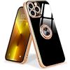 Urarssa Cover Compatibile con iPhone 13 Pro Custodia Ultra Sottile Morbida TPU Silicone Custodia con 360° Regolabile Anello Magnetica Supporto Ring Cover per iPhone 13 Pro Nero