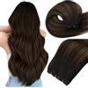 Easyouth Extension Capelli Veri Tessitura Balayage Marrone Extensions Tessitura Capelli Veri Ombre Marrone Scuro Medio Weft Remy Human Hair Extension Naturali #2/8/2 30cm 70g