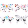 URAQT Adesivi di Gemme per Viso, 4 Pezzi Strass Gemme, Glitter Brillantini Make Up per Corpo, Occhi, Halloween, Natale, Festival(A)