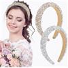 LOPHE Cerchietto Strass Donna, 2 Pezzi Spessa Imbottite Capelli Cerchietto con Cristallo e Perla, Cerchietto Spugna per Capelli Cerchietti Strass Antiscivolo, Decorazione Per Donne e Ragazze