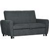 HOMCOM Divano Letto 2 Posti Clic Clac con 2 Cuscini, Divano Letto Singolo con Schienale Regolabile su 3 Livelli in Tessuto Imbottito Effetto Velluto, 148x87x88 cm, Grigio