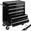 AREBOS Carrello Portautensili Porta Attrezzi | 5 Cassetti | Acciaio | Cassetti con rivestimento antiscivolo | Nero
