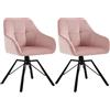WOLTU Set di 2 Sedie per Sala da Pranzo Girevoli a 360°, Sedie da Cucina Imbottite con Gambe in Metallo, Poltroncine in Velluto per Camera da Letto, Soggiorno, Rosa, BH365rs-2