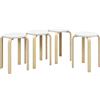 HOMCOM Set 4 Sgabelli Impilabili Rotondi, Set Sgabello Legno Moderno con Base Antiscivolo, Sedie Impilabili Senza Schienale con Gambe Curve per Cucina, Bar, Sala da Pranzo, Ufficio, Ø40x45 cm, Bianco