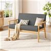 Dripex Divano a 2 posti, in tessuto, moderno e scandinavo, divano lounge in legno e tessuto di lino, per soggiorno, camera da letto, ufficio, grigio scuro, 113 x 67 x 75 cm, Grigio Scuro