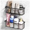 SUMAITech Mensole Doccia 2 Pezzi, Senza Foratura, con 4 Ganci Removibili, Impermeabile Antiruggine, Organizer Bagno Adesivo, Nero (Nero-Taglia Grande, 1 Set)