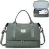 HPLQQ Borsone da Viaggio Donna Bagaglio a Mano Ryanair 40x20x25, Borsa Sportiva Borsone da Palestra con Scomparto per le Scarpe, Borsa da Weekend, Ospedale Parto, Danza,C2-Verde militare