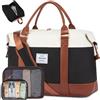 LOVEVOOK Borsa da Palestra, Borsone Viaggio Dona, Bagaglio a Mano 45x36x20 Ryanair Easyjet, Ospedale Parto Lavoro Piscina Duffel Bag Nascita per Scuola,Nero Bianco Marrone