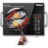 Karinear Piano Cottura Vetroceramica 1 piastre con Maniglie, 2000W Piastra Portatile 1 Fuochi, Piano Cottura Singolo Controllo Tattile & Manopola con 3 Modalità di Cottura, Blocco di sicurezza, Timer