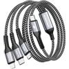 BLACKSYNCZE 100W Multi Cavo di Ricarica [1.2M] Cavo Ricarica Multiplo, USB C a USB C PD[100W]+USBC a Lightning[27W]+USBC a Micro[10W] per iPhone 15/14, Galaxy S24/S23, Pad Pro/Air, MacBook, Pixel