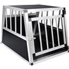 EUGAD Trasportino Cane Auto, Trasportino Cani in Alluminio, Box da Cani per Auto con Chiusura, Cuccia per Cane da Esterno, Kennel per Canette per Trasporto Viaggio 54x69x51cm