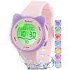 Ayybboo Orologio Bambino con 7 Luci Colorate,Orologio Digitale per Bambini Impermeabile 3ATM per Ragazze e Ragazzi 4 a 12 Anni Regalo (Rosa)