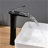 AIMADI Rubinetto Bagno Lavabo Miscelatore Lavabo Bagno Beccuccio a Cascata Alto Rubinetto Bagno Ottone Cromato Rubinetto Monocomando per Bagno Nero Cromo Oro