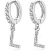 MARLION JEWELS Orecchini cerchio da donna in argento 925 con pendente iniziale. Set Orecchini da donna cerchio con finitura in argento sterling o oro 18 carati ideali per regalo... Gioielli (Argento, F)