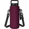 Linkidea Cinghia porta bottiglia d'acqua compatibile con YETI Rambler Chug Cap/Straw Cap 737,1 g, Yonder 1L/34 oz, borsa termica in neoprene con cinturino da polso (Rojo vino)