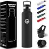 HoneyHolly Borraccia Termica 1 Litro, Senza BPA, Bottiglia Termica, Sottovuoto a Doppia Parete, Borracce Termiche, 18/8 Acciaio Inox, Borraccia Acciaio, con Cannuccia, Termos per Palestra, Sport, Bici - Nero