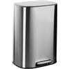 Relaxdays Pattumiera a Pedale, Cestino Cucina da 50 L, Secchio Estraibile, Coperchio Silenzioso, Acciaio Inox, Argento, 10% plastica 90%, 50 Litri