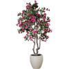 DRW Pianta artificiale di una bugambilla in PVC in verde e rosa 220x25x25cm