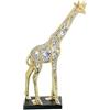 DRW Figura di una giraffa in resina e specchietti in resina dorata 39x18x69cm