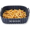 Fackelmann Stampo per Friggitrice ad Aria Quadrato in Silicone 19 cm, Teglia Contenitore Riutilizzabile Antiaderente, Fino a 230°C, Manici per Forno a Microonde, Friggitrice ad Aria e Lavastoviglie