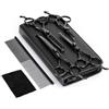 Nobleza Forbici Toelettatura Cani Professionali, 6 in 1 kit in Acciaio Inox 4CR, con Punta Rotonda di Sicurezza, con Forbici per Sfoltire, Curve, Dritte, Pettine, per Cane Gatto Animali Domestici