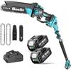 SEESII PS810 Motosega Telescopica a Batteria 8 Pollici & Mini Motosega, 2-in-1 Potatura Elettrico con Asta, Raggiunge Fino a 4,87 m, Mini Sega Brushless per il Taglio del Giardini