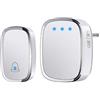 YYQ Campanello Senza Fili da Esterno Impermeabile IP44, Wireless Doorbell con Raggio d'Azione 300M, Indicatore LED, 1 Trasmettitore Pulsante e 1 Ricevitore, 5 Volume Regolabile, 36 Suonerie (Bianco)