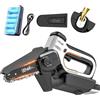 Litheli Mini Motosega a Batteria per Potatura, Motosega Elettrica a Batteria Brushless da 15cm, Lubrificazione Automatica, Sicurezza Design per il Taglio Del Legno e Giardini