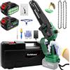 Goldsea Mini motosega a batteria, 8 pollici, con serbatoio dell'olio , max 21 V, 4,0 Ah, motore senza spazzole, tensione della catena senza attrezzi e lubrificazione automatica