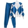 Generico Tute In Maglia Donna Invernale Maglia E Pantaloni a Gamba Larga Tuta Due Pezzi Curvy Comode Tuta Da Casa Elegante Casual Completo 2 Pezzi Loungewear Complete Firmate Sportiva Tute Anziana Leggera