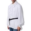 XDGBGFN Camicia con volant uomo con cintura camicia pirata uomo camicia gotica retrò steampunk camicia uomo uomo cosplay carnevale festival festa festa, bianco, XXL