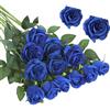 Wekuw Fiori Artificiali Rose di Seta, 15 Pezzi Rose Finte 2.7 x 20 in Bouquet Fiori Finti di Rosa con Steli Lunghi Realisticamente Morbido, per Decorazioni, Matrimoni E Abitazioni (Blu)