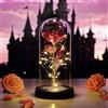 Glasseam La Bella E La Bestia Rosa In Cupola Di Vetro Con Luci A LED Bianche Calde Fiori Di Cristallo Eterni Incantati Per Sempre Regalo Di Compleanno Per Lei Per L'anniversario
