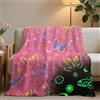 HZVRTN Coperta per bambini con unicorni/dinosauri/spazio, coperta luminosa al buio, morbida coperta regalo per ragazzi e ragazze, coperta per bambini (farfalla, 130 x 150 cm)