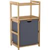 Fexplendid Porta Biancheria Sporca, Bambù, Cesto Biancheria, 80X43X33cm, Scomparti da 50L, Mobile Portabiancheria per Bagno, con 2 Ripiani