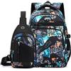 Tanou Zaino Scuola Media e Superiore, Grandi Zaini Elementari Bambino di 2 Pezzi, Impermeabile Nylon Daypack Zaino Ragazzo per la Scuola e Viaggio, Calcio Verde