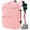BAGROUPS Bagaglio a Mano 45x36x20 per Easyjet Zaino da Viaggio Impermeabile Borsa da PC Portatili 15.6 Pollici con Porta USB 32L Borsa Da Cabina Zaini per Donna Uomo Trekking Lavoro Daypack Rosa