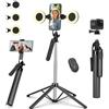 YUANRAN Treppiede per selfie stick con 2 luci di riempimento, in metallo con telecomando rimovibile, 180 cm treppiede per smartphone compatibile con iPhone & Android Smartphone